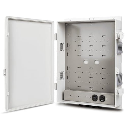 Namunanee Outdoor Electrical Junction Box with High Power Outlet, ABS Water Resistant Enclosure with Internal Mounting Panel & Hinged Cover. (18.1" H* 12.6" L* 4.3" W & Outlet) - size: 18.1"H x 12.6"L x 4.3"W & Outlet