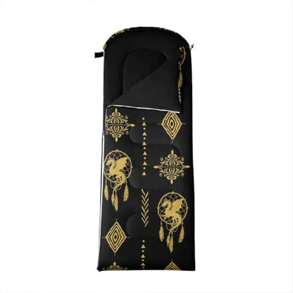 Erosebridal Sugar Skull Kids Sleeping Bag Southwestern Aztec Western Camping Blanket for Hiking Travel Hunting Sleep Bag - color: Black Yellow Gold 5