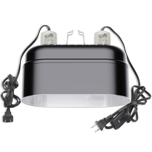 Reptile Light Fixture – Dual Dome with Ceramic Socket – Dual Use for Heat Lamp Emitter & Basking Bulbs & UVB Bulbs – Ideal for Bearded Dragon, Snake, Chameleon, Turtle & Terrarium Tank Accessories - style: Dual Dome