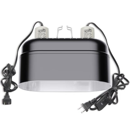 Reptile Light Fixture – Dual Dome with Ceramic Socket – Dual Use for Heat Lamp Emitter & Basking Bulbs & UVB Bulbs – Ideal for Bearded Dragon, Snake, Chameleon, Turtle & Terrarium Tank Accessories - style: Dual Dome