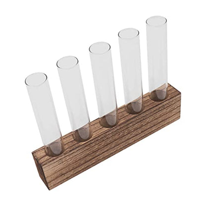 Pssopp Plant Propagation Station Glass Test Tube Plant Terrarium with Wooden Stand for Home Decor Office Living Room Garden (5 Tubes) - size: 5 Tubes