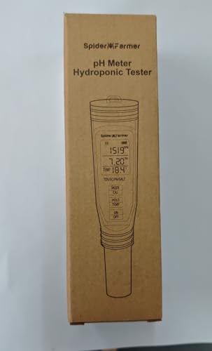 Spider Farmer 5-in-1 Digital pH Meter Kit Pen Tester for Water Hydroponics | pH, TDS, EC, Temp, and Salinity 5-in-1 Pen Tester Kit, Auto Temperature Compensation, ±0.01 High Accuracy, IP67 Waterproof