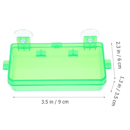 Toddmomy Escape-Proof Reptile Feeding Box and Reusable Lizard Food Dish, Small Green Reptile Water Bowl for Geckos, Bearded Dragons, and Lizards, 2pcs Set for Terrarium Use