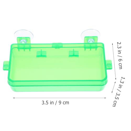 Toddmomy Escape-Proof Reptile Feeding Box and Reusable Lizard Food Dish, Small Green Reptile Water Bowl for Geckos, Bearded Dragons, and Lizards, 2pcs Set for Terrarium Use