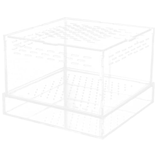HEMOTON Acrylic Insect Habitat Terrarium for Reptiles Feed Bins with Stable Ventilation System and Displaying Pets, Suitable for Frogs and Hermit Crabs, Small Incubator Spider Enclosure