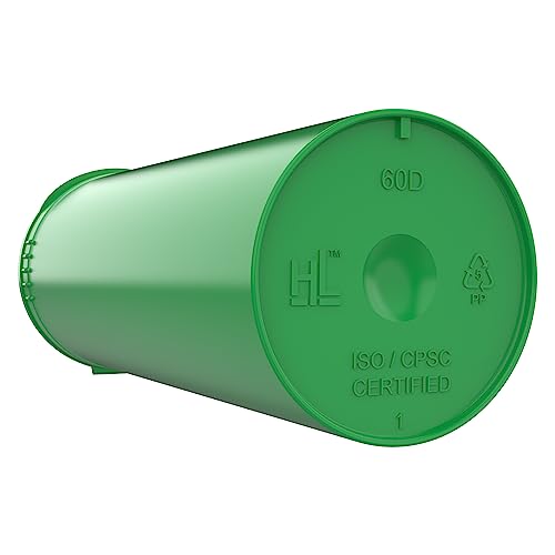 60 Dram CR Plastic Packaging Pop Top Containers - Child Resistant Travel Holder Vial Bottles - 75 qty (Green) - color: Green