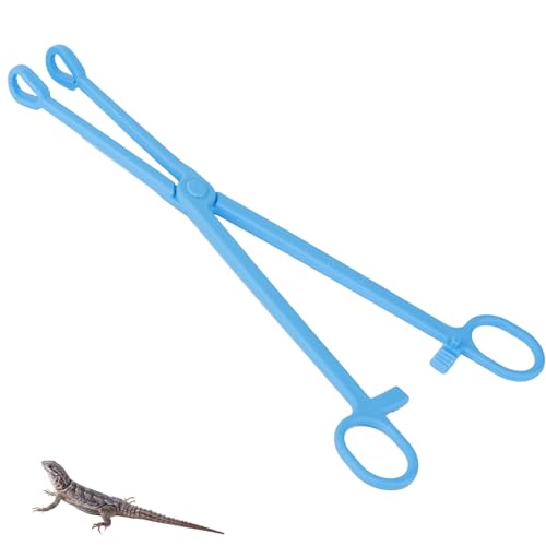 Reptile Feeding Tongs 9.6 Inch Long Plastic Feeding Tool for Live Insects | Long plastic feeding tweezers for reptiles, snakes and exotic pets with controlled handling of feeder insects - color: Light blue