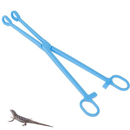 Reptile Feeding Tongs 9.6 Inch Long Plastic Feeding Tool for Live Insects | Long plastic feeding tweezers for reptiles, snakes and exotic pets with controlled handling of feeder insects - color: Light blue