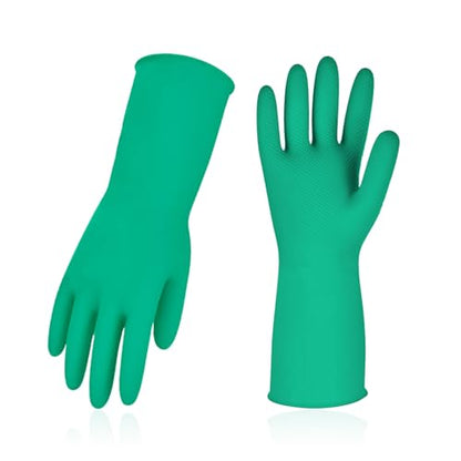 Vgo... 1-Pair Reusable Household Gloves, Rubber Dishwashing gloves, Extra Thickness, Long Sleeves, Kitchen Cleaning, Working, Painting, Gardening, Pet Care (Size XL, Green, HH4601) | green,extra Thickness,kitchen,dishwashing,household,painting,gardening,p
