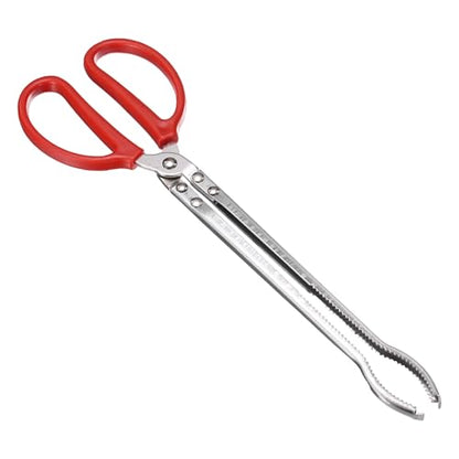 uxcell Crabbing Tongs, 15" Metal Serrated Extra Long Loach Tong Beach Reptile Catching Clip Garbage Clip with Straight and Bent Heads for Lobsters Loach Other Reptile, Red - size: 15"