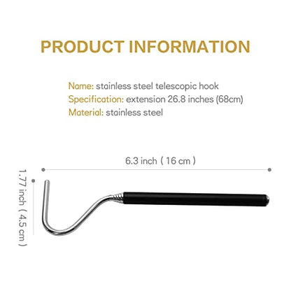 CONSIO Retractable Reptile Hook, Portable Mini Snake Hook Collapsible Stainless Steel Snake Tool, and Snake & Reptile Hook Retractable Catching Snake Handling Tool