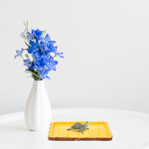 NUOBESTY Reptile Feeding Basin and Water Container Resin Rock Style Turtle Food Dish for Tortoise Enclosure Feeding Bowl for Lizards and Geckos