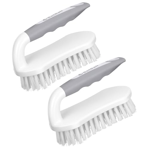 SetSail Scrub Brush, Heavy-Duty Scrub Brushes for Cleaning with Stiff Bristles Cleaning Brush for Shower, Bathroom, Carpet, Kitchen and Bathtub Scrubber - 2 Pack | Durable Bristles Ergonomic Non-Slip Tpr Grip. U-Style Hanging Loop for Storage. Use for Sho