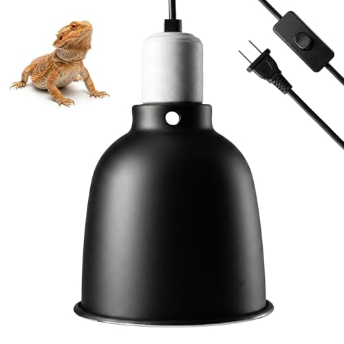 Reptile Light Fixture, 5.5 Inch Deep Dome Light Fixture for UVA/UVB Heat Lamp, Reptile Heat Basking Bulb, Optical Reflection Heat Lamp Fixture Cover for Reptile Glass Tank Terrariums - size: Deep Dome