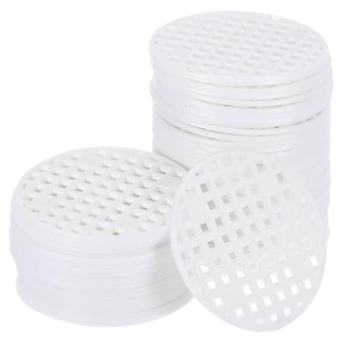 PATIKIL Flower Pot Hole Mesh Pad, 60Pcs 1.8 Inch/4.5cm Round Rigid Bonsai Drainage Mesh Grid Screen Bottom Grid Mat for Garden, White - color: White