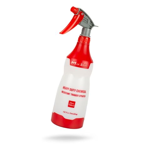 Maxshine 25oz Universal Red with Red & Grey Trigger Heavy Duty Spray Bottle – Chemical-Resistant Detailing Sprayer with Adjustable Nozzle & Ergonomic Trigger for Car Cleaning, Garage, Home - color: Red