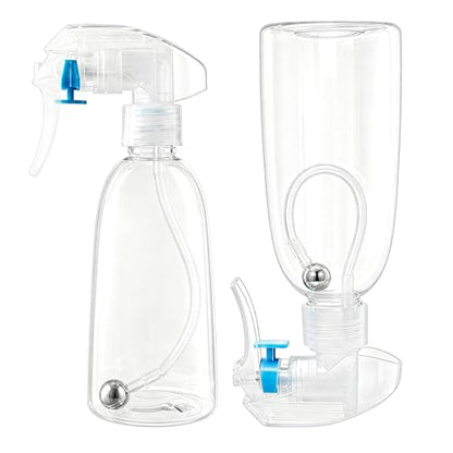 2 Pack 6.8 oz Small Plastic 360 Spray Bottles, Refillable Bottles for Hair, Cleaning, Plants and BBQ, Travel-Friendly Containers(Clear)