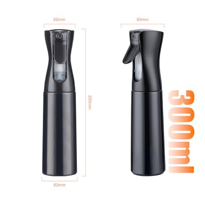 10OZ Continuous Spray Bottle - Hair & Face Ultra Fine Mist Spray Bottles, Refillable Empty Water Sprayer, Leak Proof Portable Spray Bottles for Hairstyling, Skincare, Plants, Cleaning, Pets, Travel | Ultra fine mist, ergonomic handle, refillable for plant