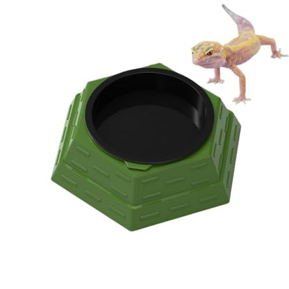 Reptile Food Bowl Plastic Water Feeder Bowls Anti- Escape Mini Round Reptile Feeder for Lizard, Gecko,Cricket, Leopard Gecko etc (Big) - size: big