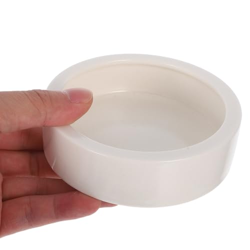 2 Pcs Ceramics Reptile Feeding Bowls for Small Reptile Animals and Lizards, White Round Bowls with Stable Desktop Standing and Safe Material, for Food and Water Storage