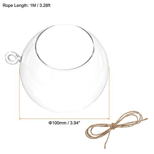 PATIKIL Round Globe Terrarium Air Plant Planter, 4 Inch Clear | High Borosilicate Glass, Hanging Decorations, for Succulent, Tillandsia - size: 4 Inch