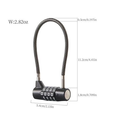 Combination Lock Cable Lock with 4 Digits Cabinet Lock with 3.5" Cable Length Twist 3.5" Length Durable Cable Ideal for lockers, Gym, Toolbox, Case Small Size (3.5") | twist to set durable fits cabinet case small size - size: 3.5" Black