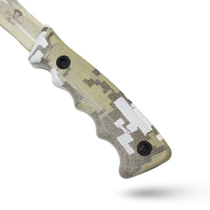 Snake Eye Tactical Heavy Duty 3PC Hunting & Camping Set – Full Tang Camping Axe, 9.5" Fixed Blade Gut Hook Knife, Sharpening Rod, and Heavy Duty Nylon Combo Sheath Included (Grey Camo) - color: Grey Camo