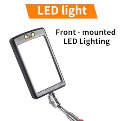 Extendable Inspection Mirror, 360-Degree Rotation LED Inspection Mirror | Telescoping Mirror for Mechanic Checking Vehicle and Extra Viewing - size: 1 Pack