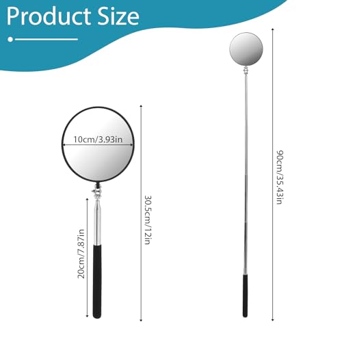 Telescoping Inspection Mirror, Circular Inspection Mirror, Flexible Inspection Mirror 360 Rotation with Extended Handle Round Inspection Mirrors for Checking Vehicle Condition(Dia-4 Inch) - size: 4 Inch