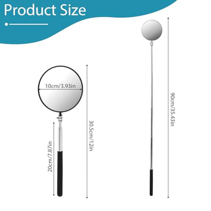 Telescoping Inspection Mirror, Circular Inspection Mirror, Flexible Inspection Mirror 360 Rotation with Extended Handle Round Inspection Mirrors for Checking Vehicle Condition(Dia-4 Inch) - size: 4 Inch