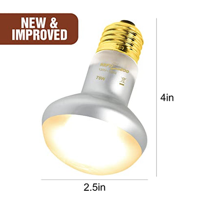 REPTI ZOO 2 Pack Heat Lamp 75W, Intense Basking Spot Simulated Natural Sunlight Heating Lamp Bulb, Heat Emitter UVA Heat Lamp Bulb for Reptile Chickens Pet Brooder - style: Natural Basking Light Bulb 75W