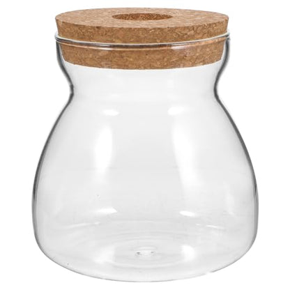 Glass Terrarium Jar for Succulent Plants with Hydroponic Hole Lid, Medium Trapezoid Glass Container for Indoor Mini Ecosystem and Plant Propagation