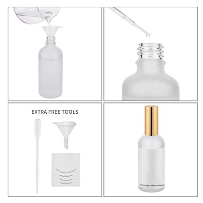 Glass Spray Bottle with Gold Sprayer, 3.4oz, 2 Pack | Perfume Atomizer, Empty, Fine Mist, Frosted - color: Gold Frosted