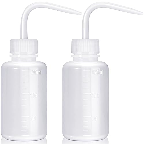 Valchoose 150ml White LDPE Wash Bottle, Bent Nozzle, Portable Design, 2 Set | Sealed Cap Avoids Liquid Spills, Soft Shell Enables Light Pressing, Fits Lash Care, Lab Cleaning And Small Plant Watering - color: White, size: 2x150ml