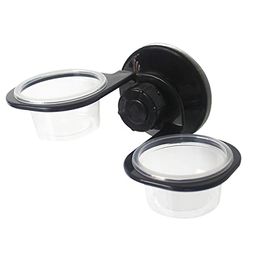 2 Pack Reptile Feeder Gecko Lizard Feeding Cup with Suction Cup, Reptile Food Water Feeder Dish with 6 pcs Cups for Geckos,Chameleon Lizard (Double(Black)) - size: Double(BLACK)