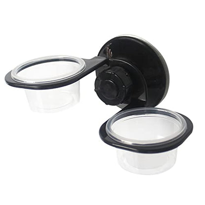 2 Pack Reptile Feeder Gecko Lizard Feeding Cup with Suction Cup, Reptile Food Water Feeder Dish with 6 pcs Cups for Geckos,Chameleon Lizard (Double(Black)) - size: Double(BLACK)
