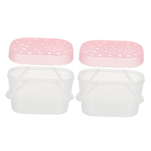 POPETPOP 2PCS Portable Plastic Hamster Carrier Boxes Lid Handheld Reptile Containers for Small Pets Turtles and Travel