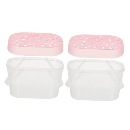 POPETPOP 2PCS Portable Plastic Hamster Carrier Boxes Lid Handheld Reptile Containers for Small Pets Turtles and Travel