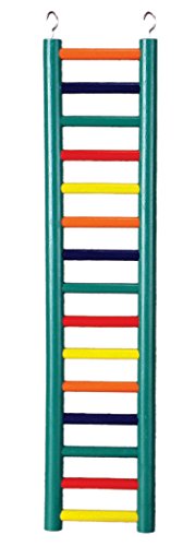Prevue Pet Products 15-Rung Wood Bird Ladder - Accessories for Small, Medium, and Large Birds, Hanging Birdcage Toy for Climbing, Foot Exercise, Beak Use, Mental Enrichment, and Interactive Play - size: 15-Rungs