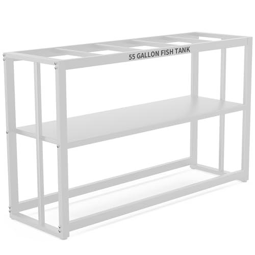 Akenow 55-75 Gallon Fish Tank Stand with Storage Shelf, 48.5 x14.9 x 29.2 Inch Aquarium Stand, Turtle Tank, Reptile Terrariums and Breeder Tank Stand,980LBS Capacity, White - color: White