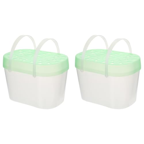Homoyoyo 2Pcs Portable Small Pet Cages and Turtle Containers Plastic Reptile Boxes with Handle Medium Green for Travel and Outdoor Use