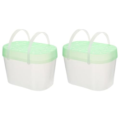Alasum 2Pcs Portable Small Pet Carriers Handheld Hamster Cages and Reptile Containers Medium Size Green Travel Turtle Boxes for Outdoor Use