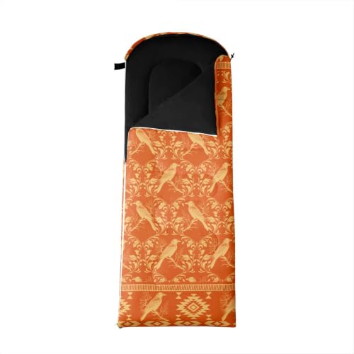 Erosebridal Hawk Moth Camping Sleeping Bags Teens Spooky Aztec Backpacking Camping Blanket Full Body Travel Wrap Sleep Bag - color: Orange Crow