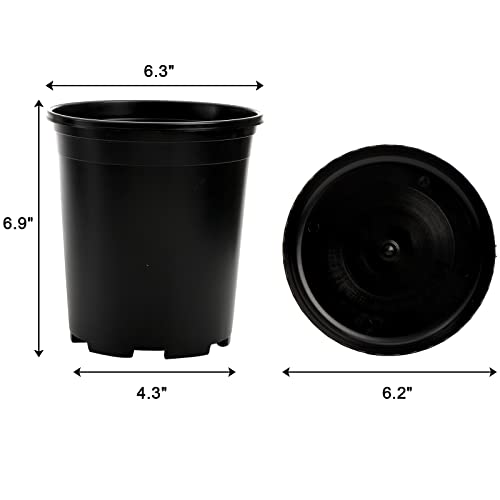 Fasmov 10PCS 1 Gallon Durable Nursery Pot Garden Flower Pots Nursery Plant Container Kit with 10 Pcs Matching Pallets, Black - color: Black