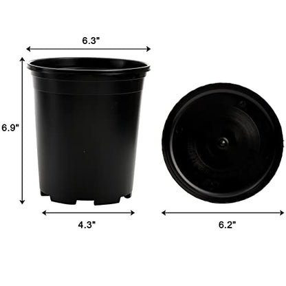 Fasmov 10PCS 1 Gallon Durable Nursery Pot Garden Flower Pots Nursery Plant Container Kit with 10 Pcs Matching Pallets, Black - color: Black