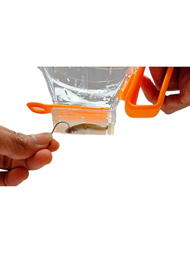 Patented All-In-One Live Bait Fishing Tool, Hands-Free Bait Chamber for Minnows/Worms/Crickets, Bait & Tackle Storage, Clear Lid, Ergonomic Handle