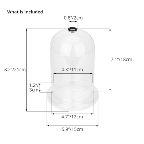 NCYP Glass Dome Cloche with Base and Air Hole - 5.9 x 5.9 x 8.2 Inches Indoor Tabletop Display Terrarium for Venus Flytrap - Home Modern Decoration, Clear (No Plants)