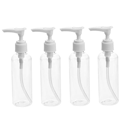 4pcs Cosmetic Water Bottle Mini Spray Bottles Bathroom Shower Container Shampoo Liquid Hand Liquid Hand Bottle Sample Case Terrarium Travel Pump Type White Clip Pump