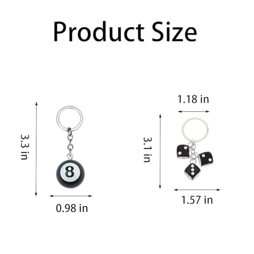 8 Ball Bag Charm and Dice Keychain Set Creative Cute Keychain for Gifts - color: 8 Keychain