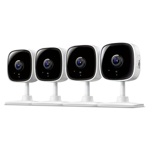 Tapo 1080P Indoor Security Camera, Baby Monitor, Dog Camera, C100(4-Pack) | Motion Detection, 2-Way Audio, Siren, Night Vision, Cloud & SD Card Storage, Works w/Alexa & Google Home, Wired - color: White, size: 4-Pack, style: Indoor